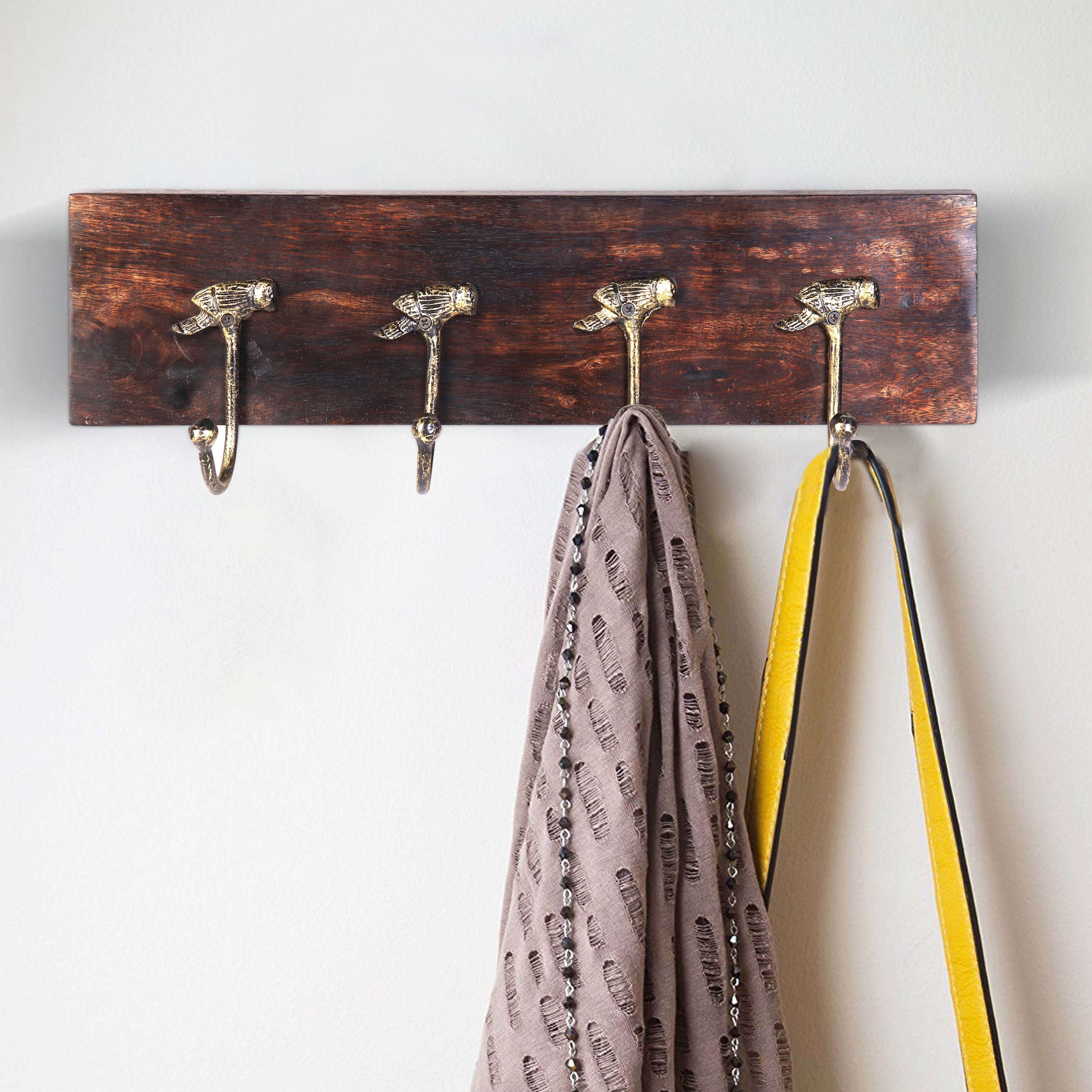 Wallniture 14'' Wide 6 Hook Wall Mounted Coat Rack with Storage Shelf ...