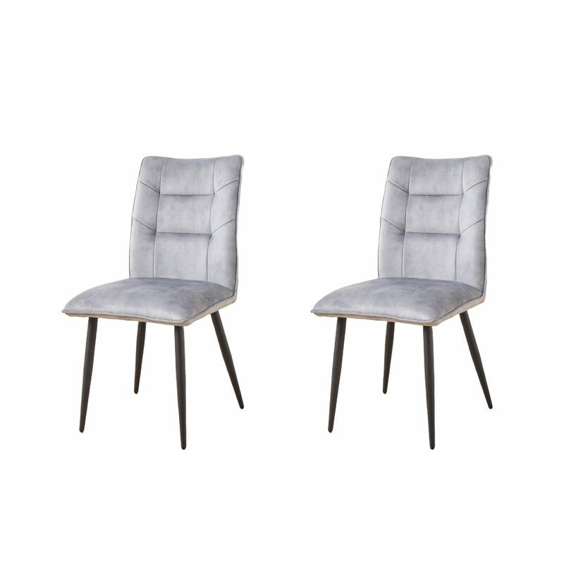 Velvet Dining Chairs (Set of 2) - Stain-Resistant, Iron Frame - Light Grey - Armless