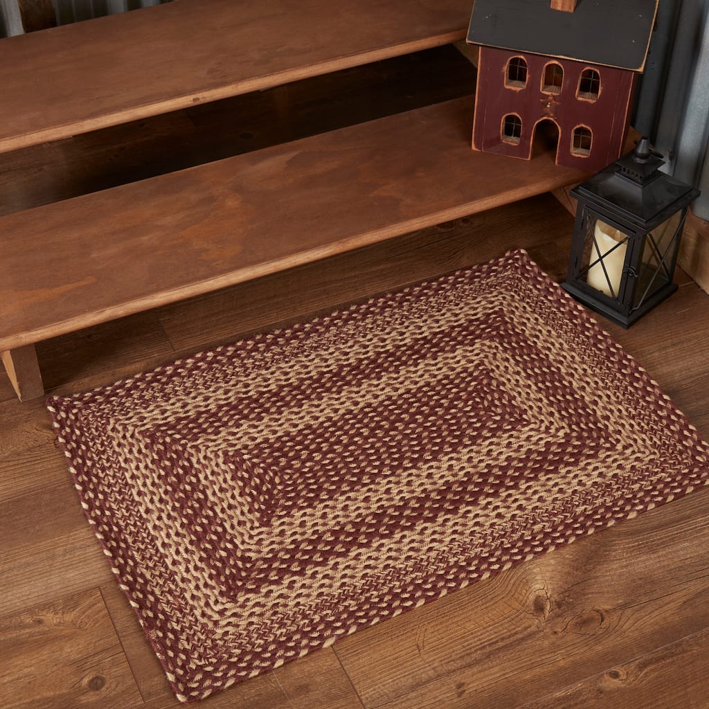 Burgundy Tan Jute Rug Rect w/ Pad 24x36 - 2' x 3' Rectangle