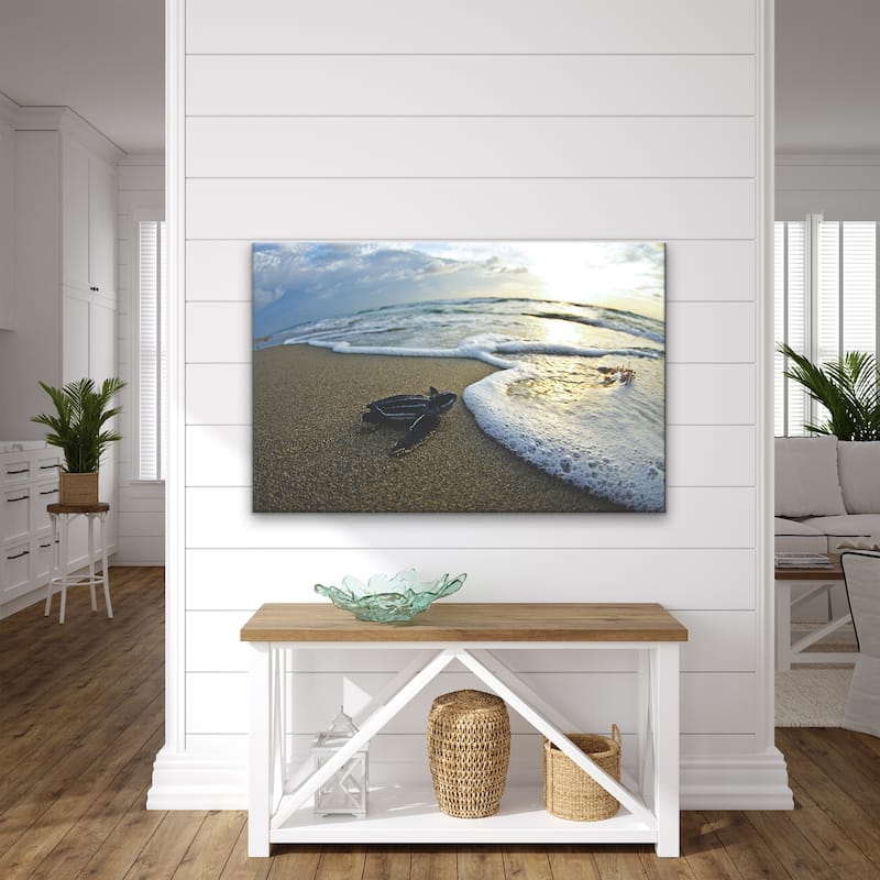 Ready2HangArt 'Turtle Leatherback Wave Watch' Wrapped Canvas Wall Art