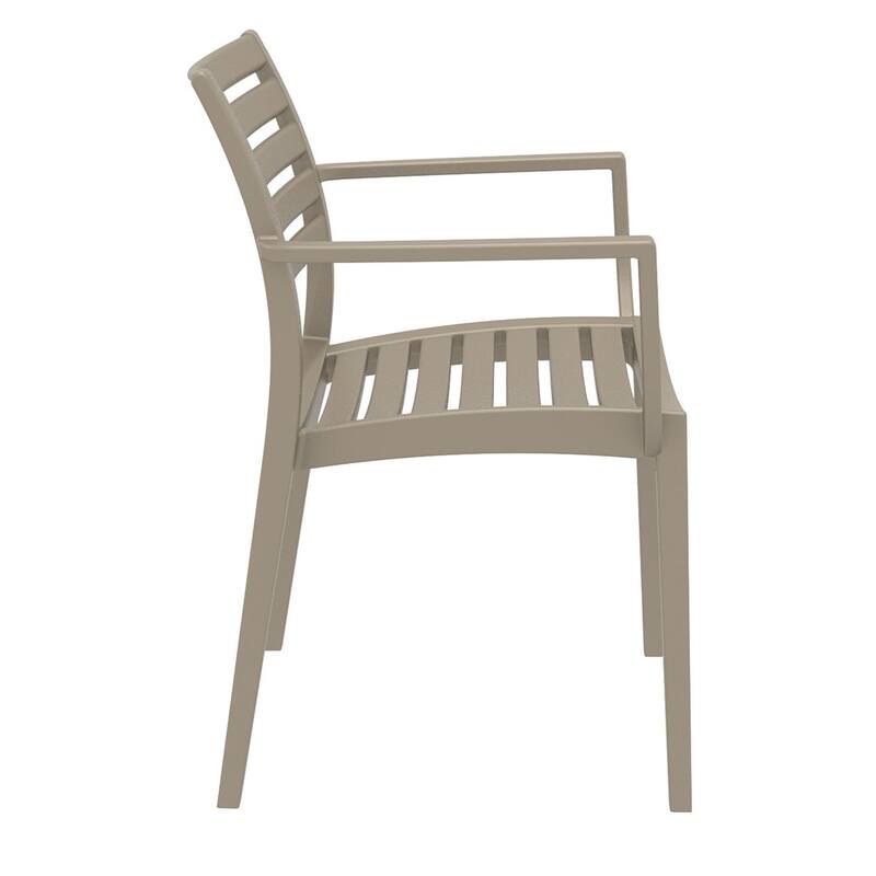 33" Taupe Brown Stackable Outdoor Patio Dining Arm Chair