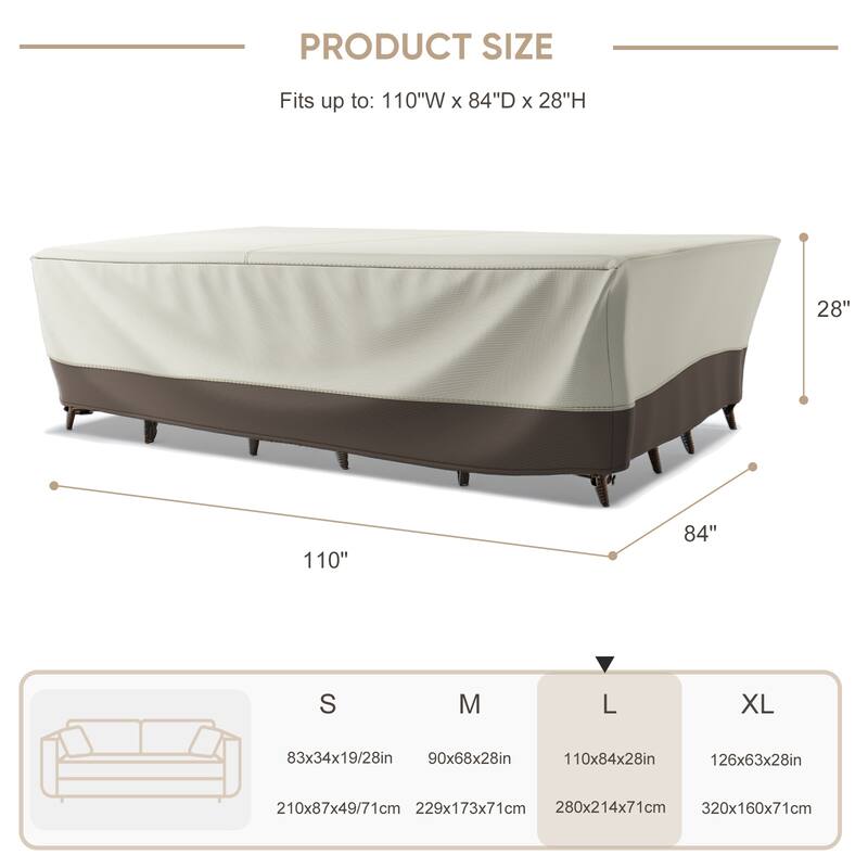 Meyreso Waterproof Heavy Duty Patio Furniture Cover, 600D Oxford, Breathable & Windproof