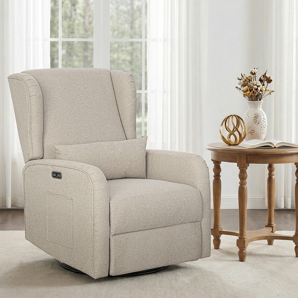 slide 2 of 66, Madison Park Candace Power Recliner 3-in-1 with Swivel, Glider, USB Ports Beige