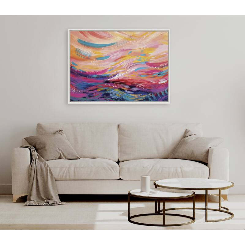 Kate and Laurel Sylvie Brush Strokes 90 Framed Canvas by Jessi Raulet