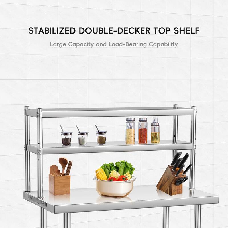 36 x 24 Inches Stainless Steel Work Table with Overshelves