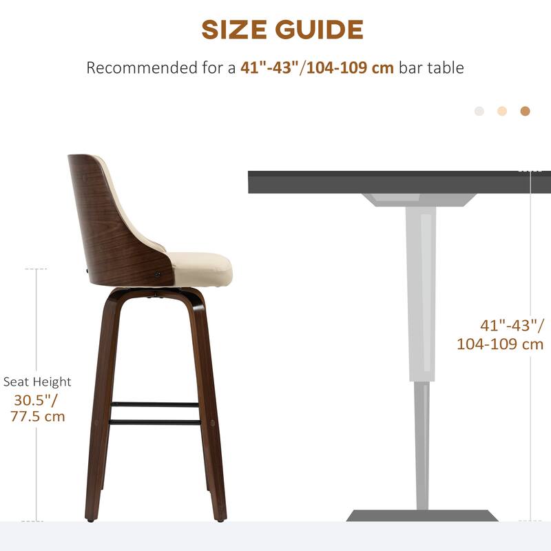 Modern Counter Height Swivel Bar Stools with Tufted Back Cushioned Seat and Footrest Support - 19" W x 20.25" D x 41.75" H