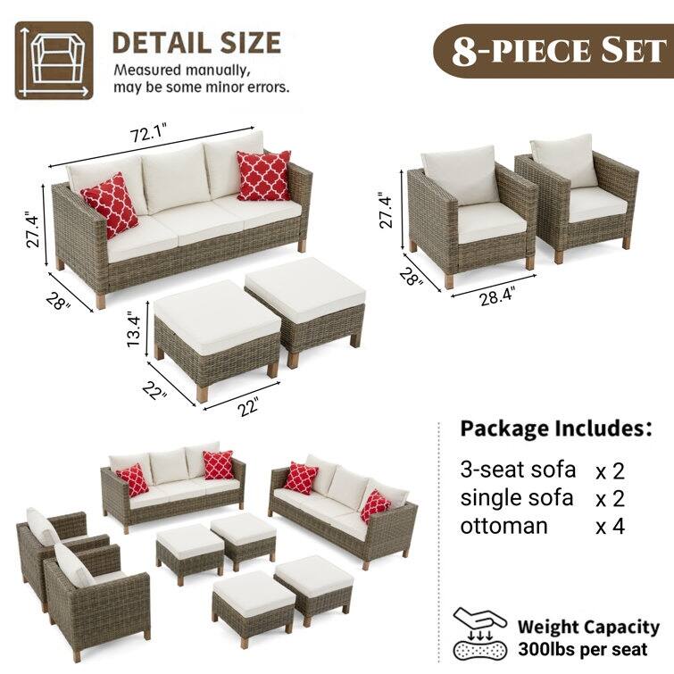 8 Piece Sectional Seating Group with Cushions