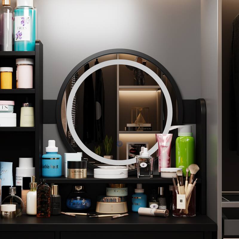 Home Makeup Dressing Table with Stool Vanity Set With Mirror & Lamp