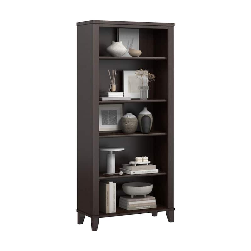 Bush Home Somerset Tall 5 Shelf Bookcase - Mocha Cherry - 5 Shelf