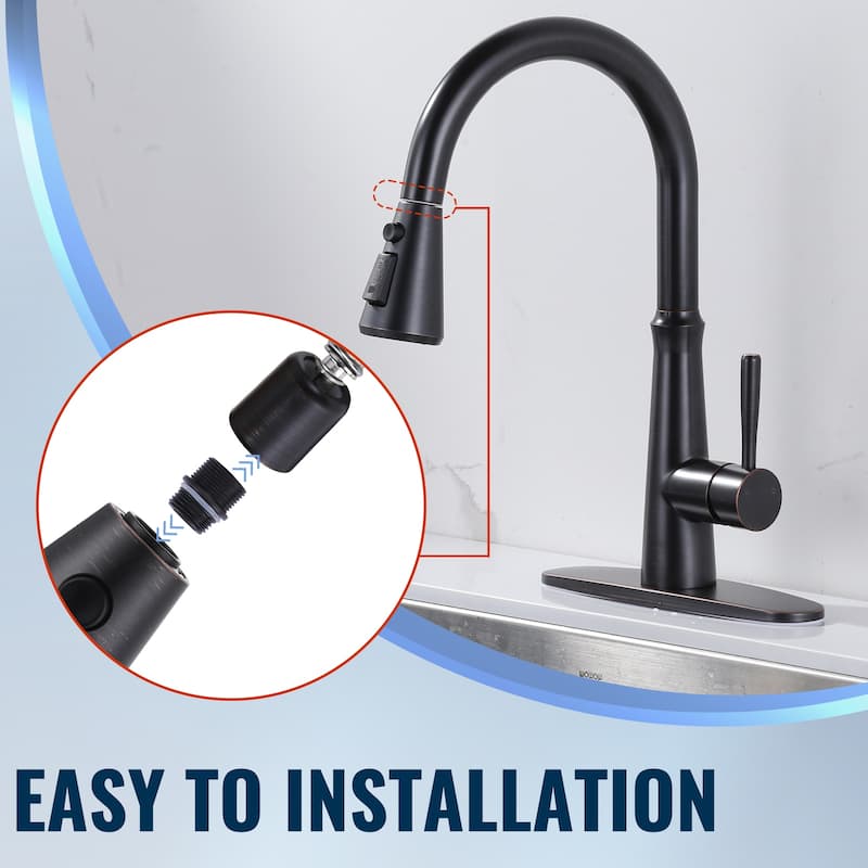 WOWOW Stainless Steel Kitchen Sprayer Head - 3 Modes with 9 Adapters