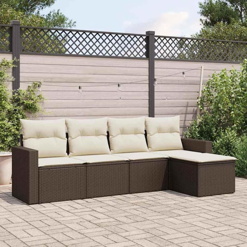 vidaXL Garden Sofa Set Brown, Cream White - 21.7 x 21.7 x 14.6