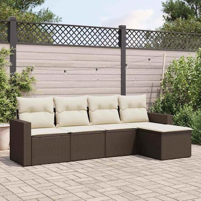 vidaXL Garden Sofa Set Brown, Cream White - 21.7 x 21.7 x 14.6