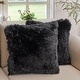 preview thumbnail 13 of 136, Cheer Collection Super Soft Shaggy Long Hair Throw Pillows Set of 2 Plush Accent Cushions 18" x 18" - Black