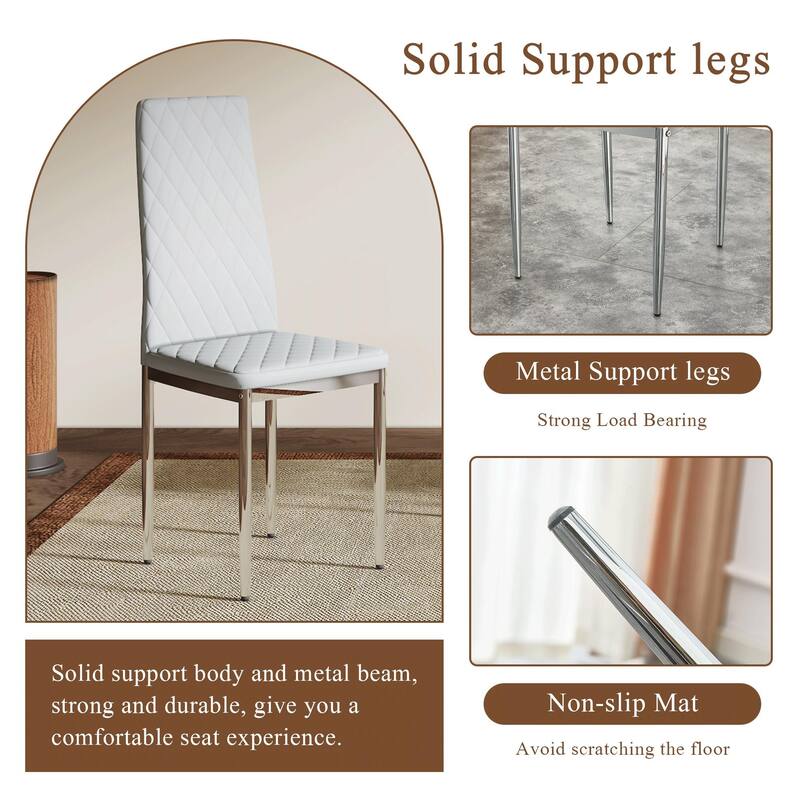 Modern Style Dining Chairs Set of 6 - Light Grey,Silver