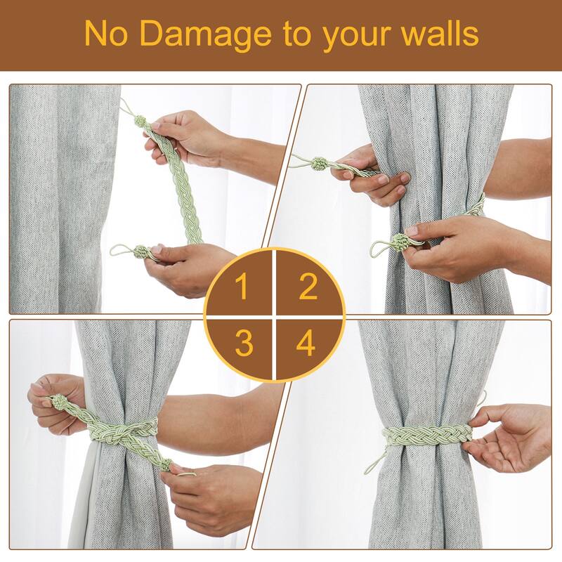 23" Curtain Tiebacks Braid Drapery Holdback Holder with Hooks