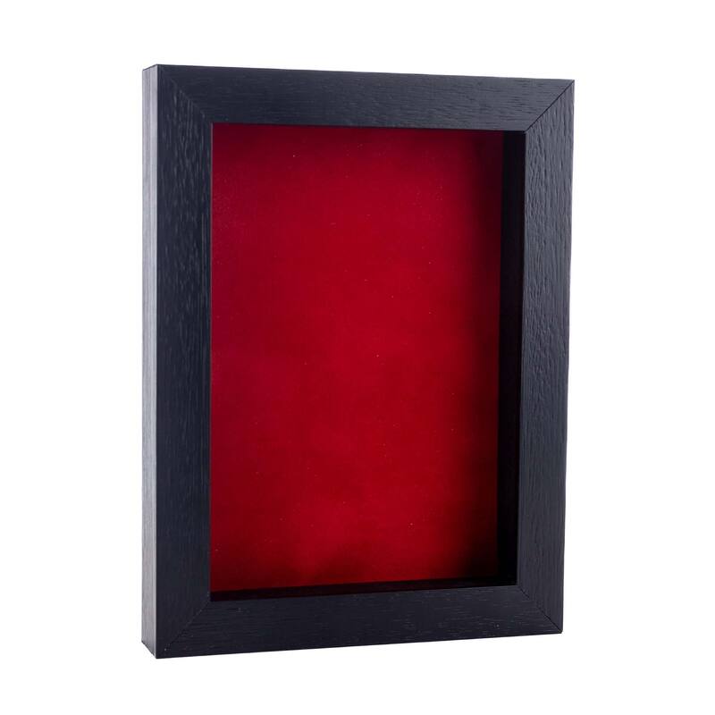 11x14 Shadow Box Frame Textured Black Wood Includes a Red Real Suede Texture Acid-Free Backing Board - Holds 11x14 Photo