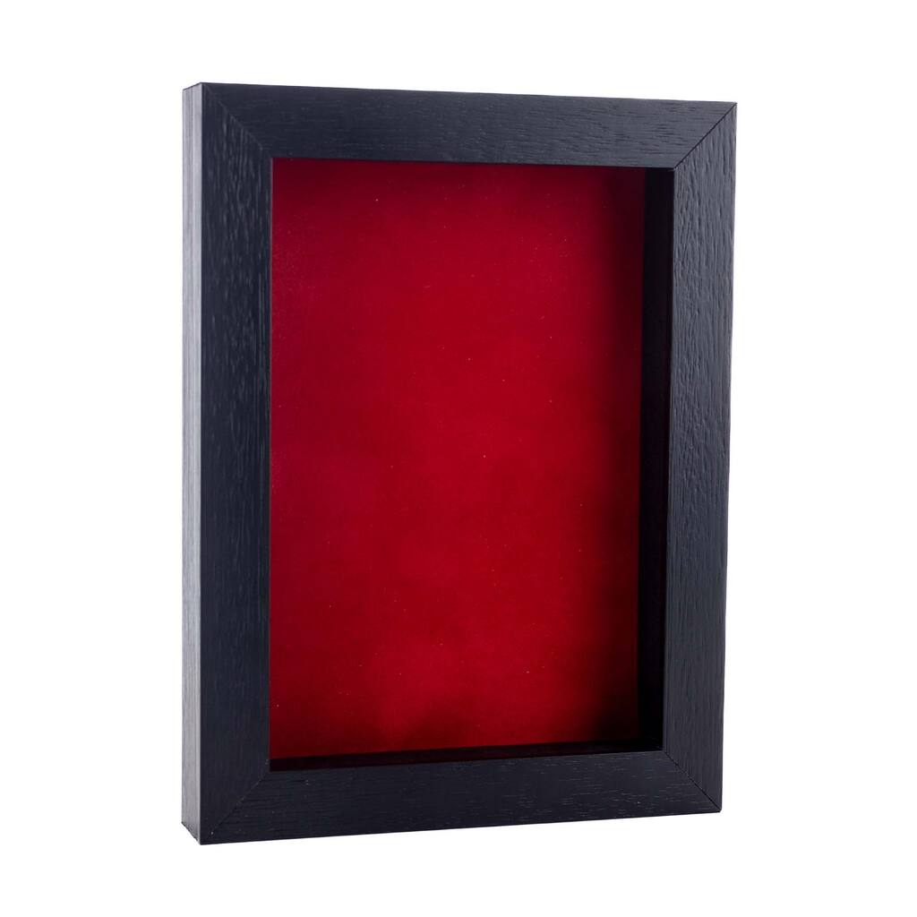 16x24 Shadow Box Frame Textured Black Wood Includes a Red Real Suede Texture Acid-Free Backing Board