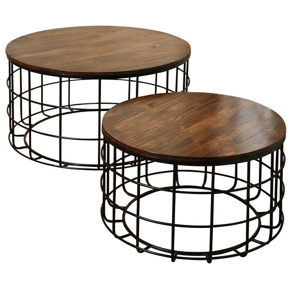 StyleCraft SC-SF225130 Multiple Sized Wood and Metal Nesting Coffee Table - Set of (2) - Cherry