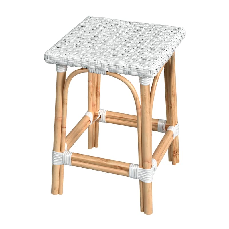 Riviera Square 24"H Rattan Counter Stool - Glossy White Solid