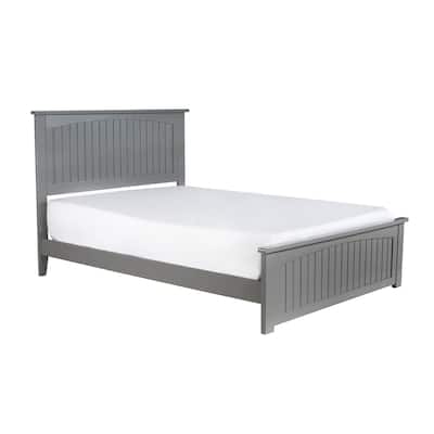 Low Profile Platform Bed - Gray Grooved Panel, Mattress Ready with Slat Kit & Charger