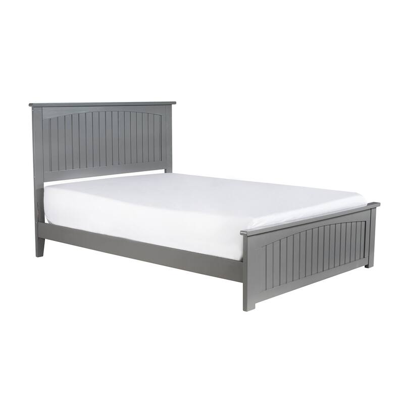 Queen Platform Bed - Solid Wood Frame, Grooved Headboard, USB Charger, No Box Spring Needed