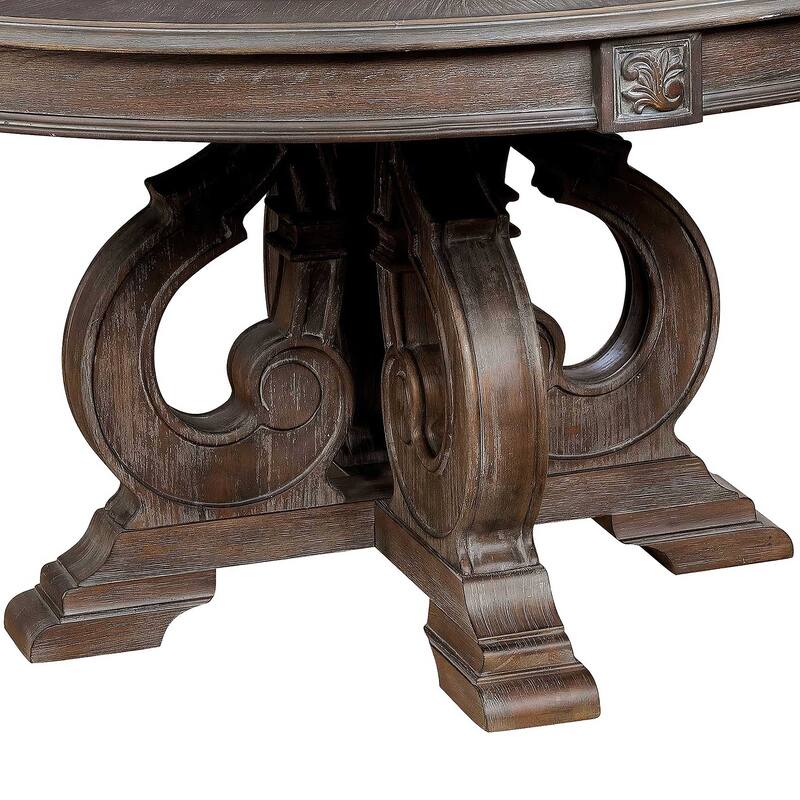 Cornerways Traditional Brown Solid Wood Pedestal Base Round Dining Set by The Gray Barn
