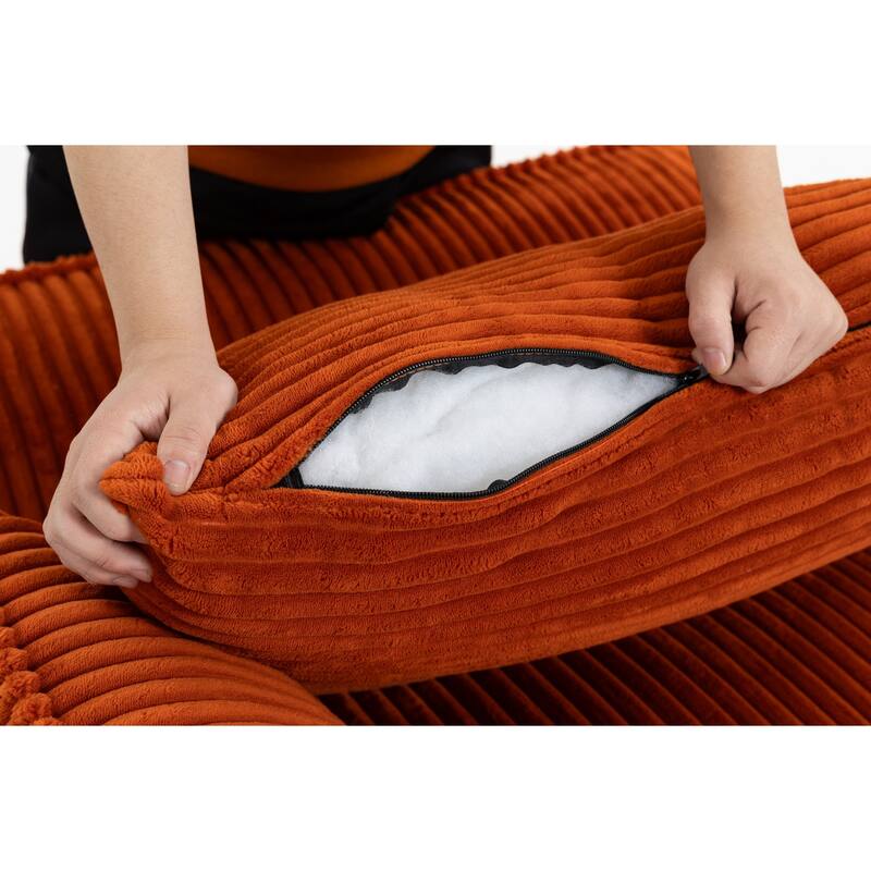 103" L-Shaped Corduroy Boneless Sectional Sofa with Movable Ottoman