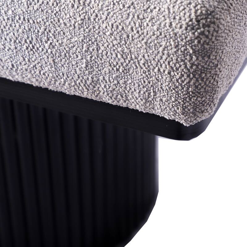 48" Light Grey Upholstered Bench with Black Chunky