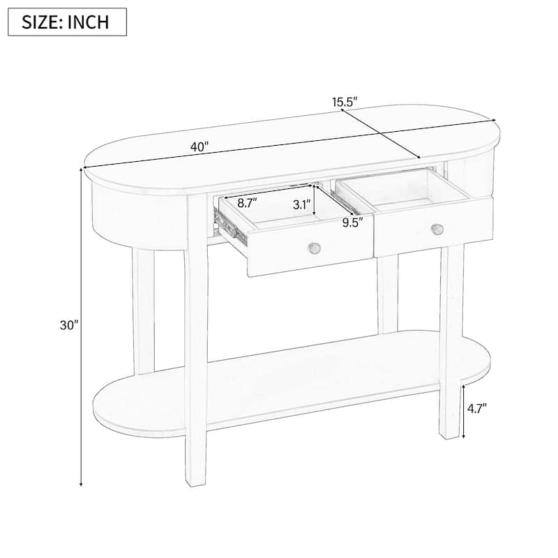 Elegant Retro Console Table with Curved Design & Smooth Glaze