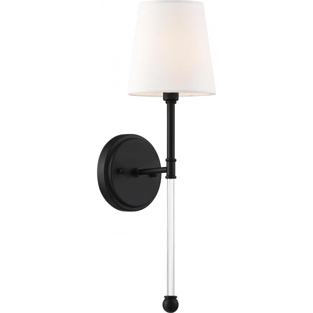 Olmsted 1-Light Wall Sconce Aged Bronze Finish with White Linen Shade - Aged Bronze / White Fabric
