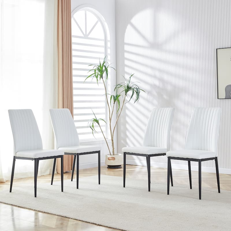 Modern Dining Chairs Set of 6, with PU Upholstered Seat and Metal Legs