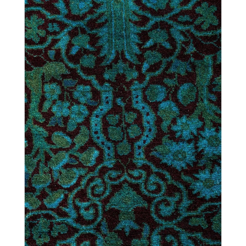 Overton Hand Knotted Wool Vintage Inspired Modern Contemporary Overdyed Black Runner Rug - 2' 7" x 8' 3"