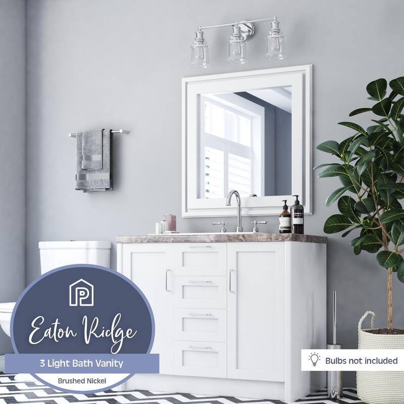 Prominence Home Eaton Ridge Industrial Farmhouse Bathroom Vanity Light, Brushed Nickel - Brushed Nickel