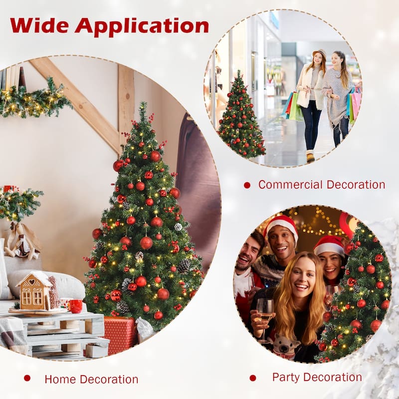 Gymax 5/6/7 FT Pre-lit Artificial Christmas Tree Hinged Xmas Tree - See Details