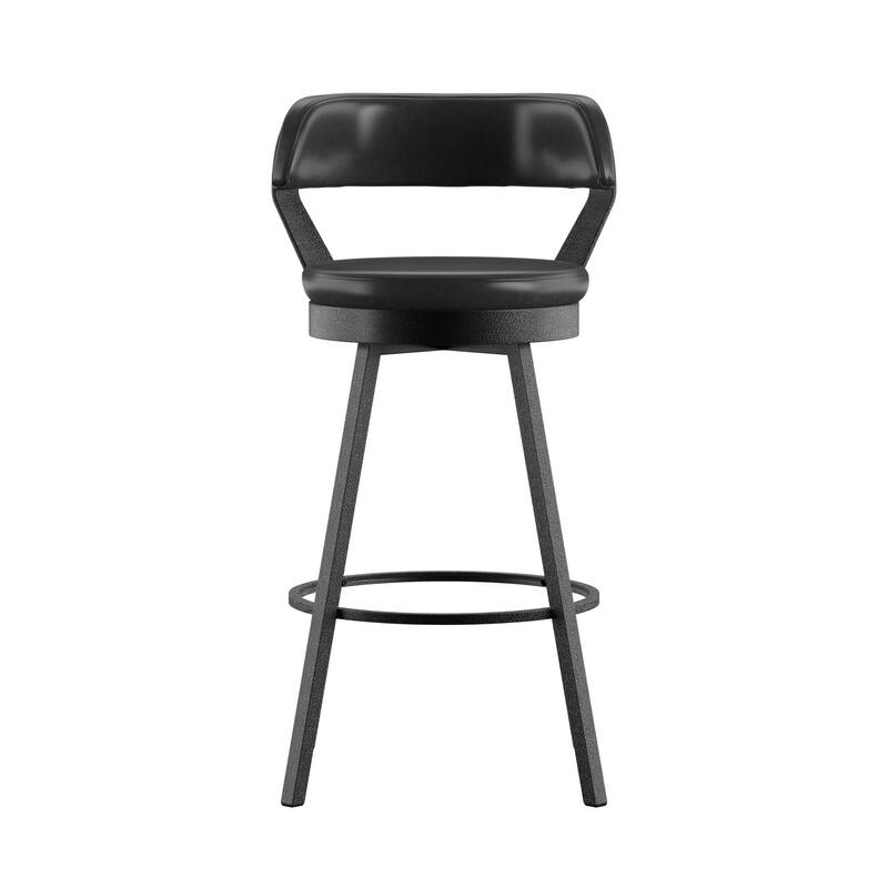 Harley Faux Leather Graphite Grey Metal Swivel Stools (Set of 2) by iNSPIRE Q Modern