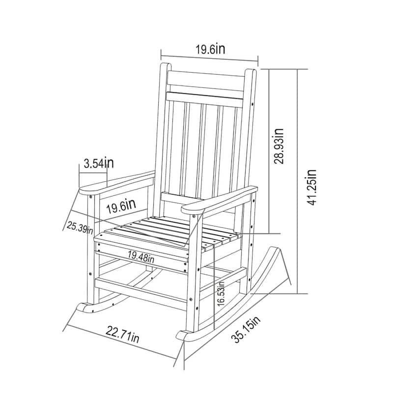 Oversized Rocking Chair with Wood-Texture, Outdoor Rocking Chair for Adults, All Weather Resistant Porch Rocker for Lawn Garden