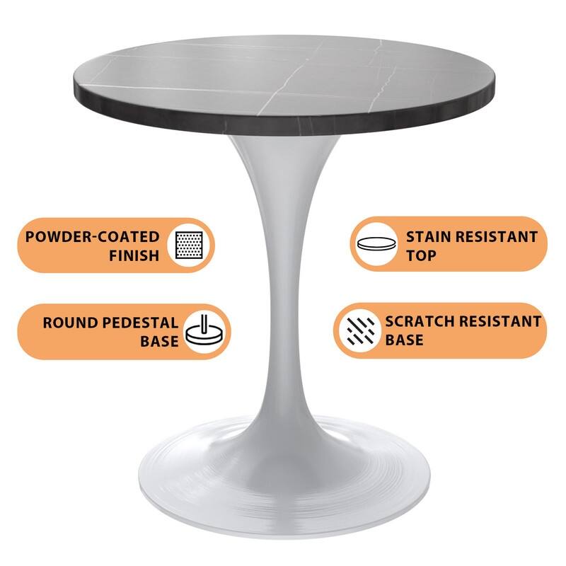 Verve Round Sintered Stone Top Dining Table with Stainless Steel Base Furniture for Home Kitchen and Living Room