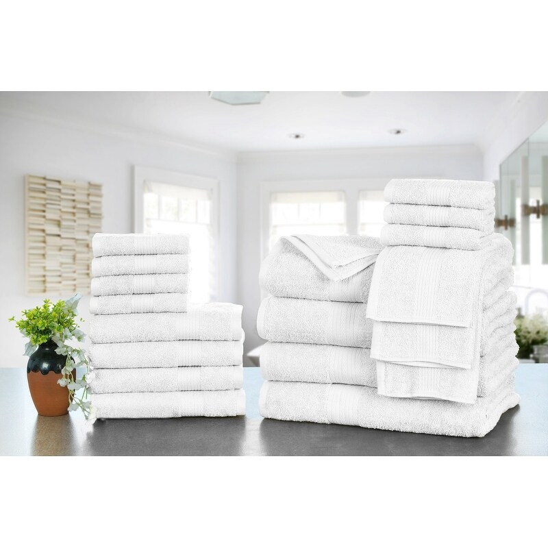 12 Piece Towel Set 600 GSM Long-Staple Combed Cotton Absorbent Bath Towels  - Bed Bath & Beyond - 32246206