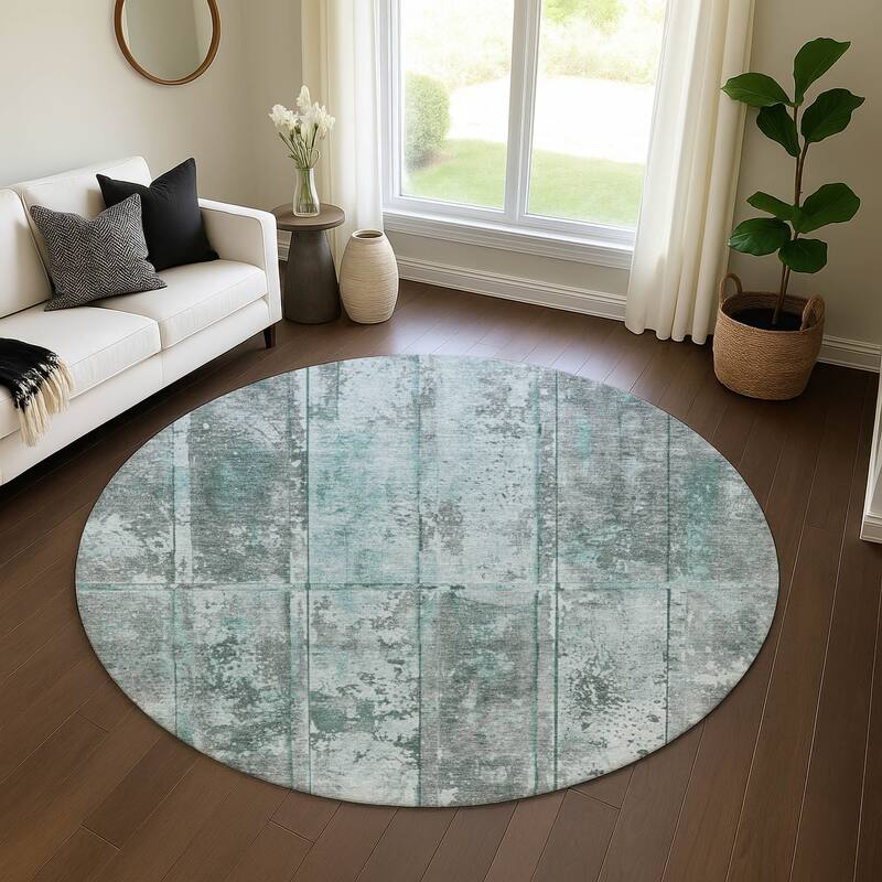 Premium Washable Super Soft Modern Panel Mayfield Rug - Teal - 8' x 8'