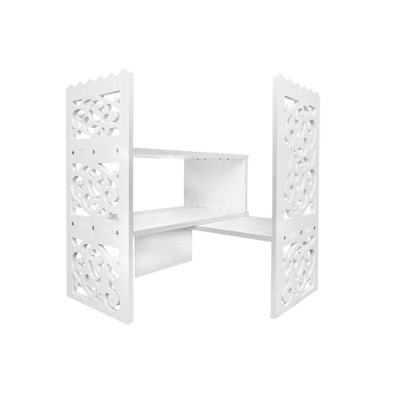 Retro 3-Compartment White Wood Desk Organizer