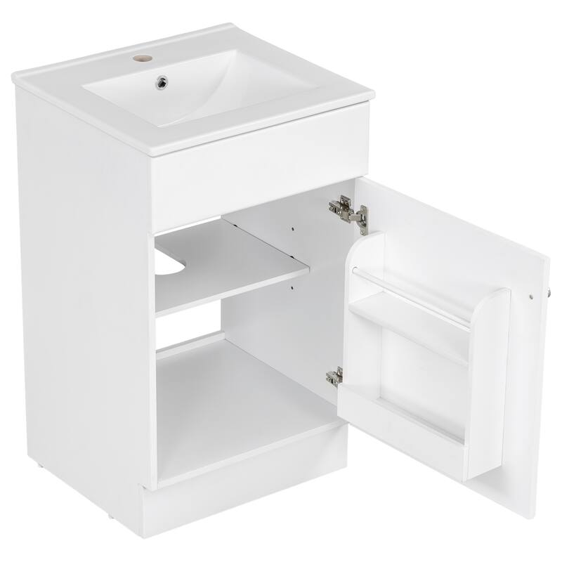 20" Bathroom Vanity with Sink, Vanity Cabinet with Door Shelf and Adjustable Shelf