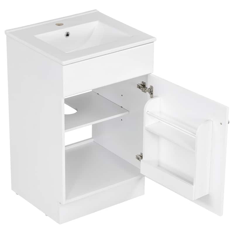 Bathroom Vanity with Sink, Vanity Set with Adjustable Shelf, Bathroom Cabinet with Storage Rack and Soft Closing Door