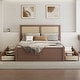 preview thumbnail 2 of 7, Full Size Solid Pine Wood Platform Kids Bed Frame with 4-Drawers and Rattan Headboard for Bedroom, Easy to Assemble, Espresso