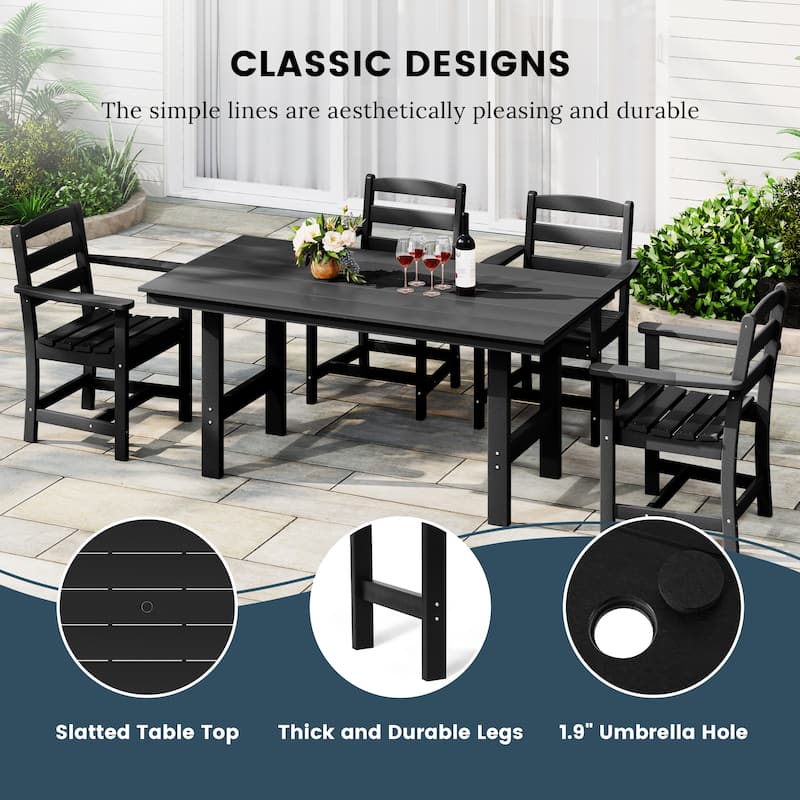 Polytrends Shoreside 66 Inch By 34 Inch Rectangular Patio Dining Table