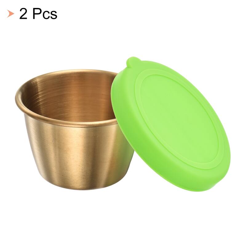 2pcs Condiment Cups Containers w Lids 2.4oz Salad Dressing Container - 2.4" W x 1.5" H