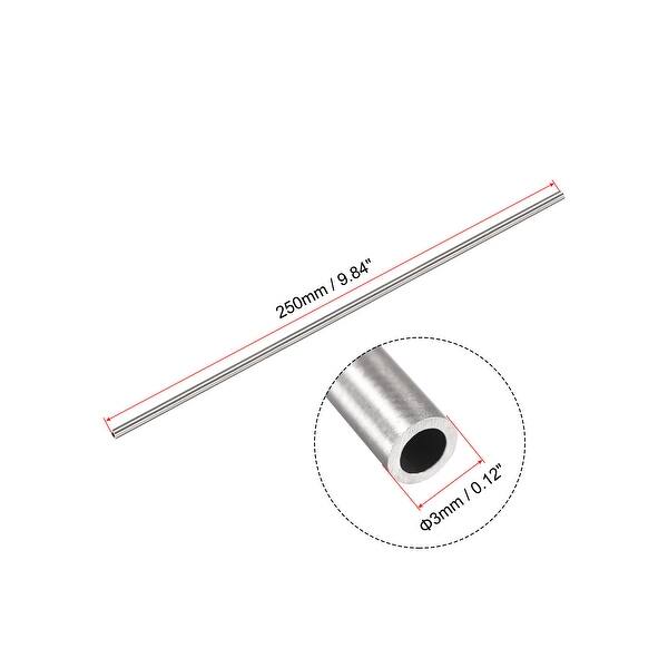 304 Stainless Steel Round Tube 3mm OD 0.5mm Wall Thick 250mm L 2Pcs Silver Tone Bed Bath