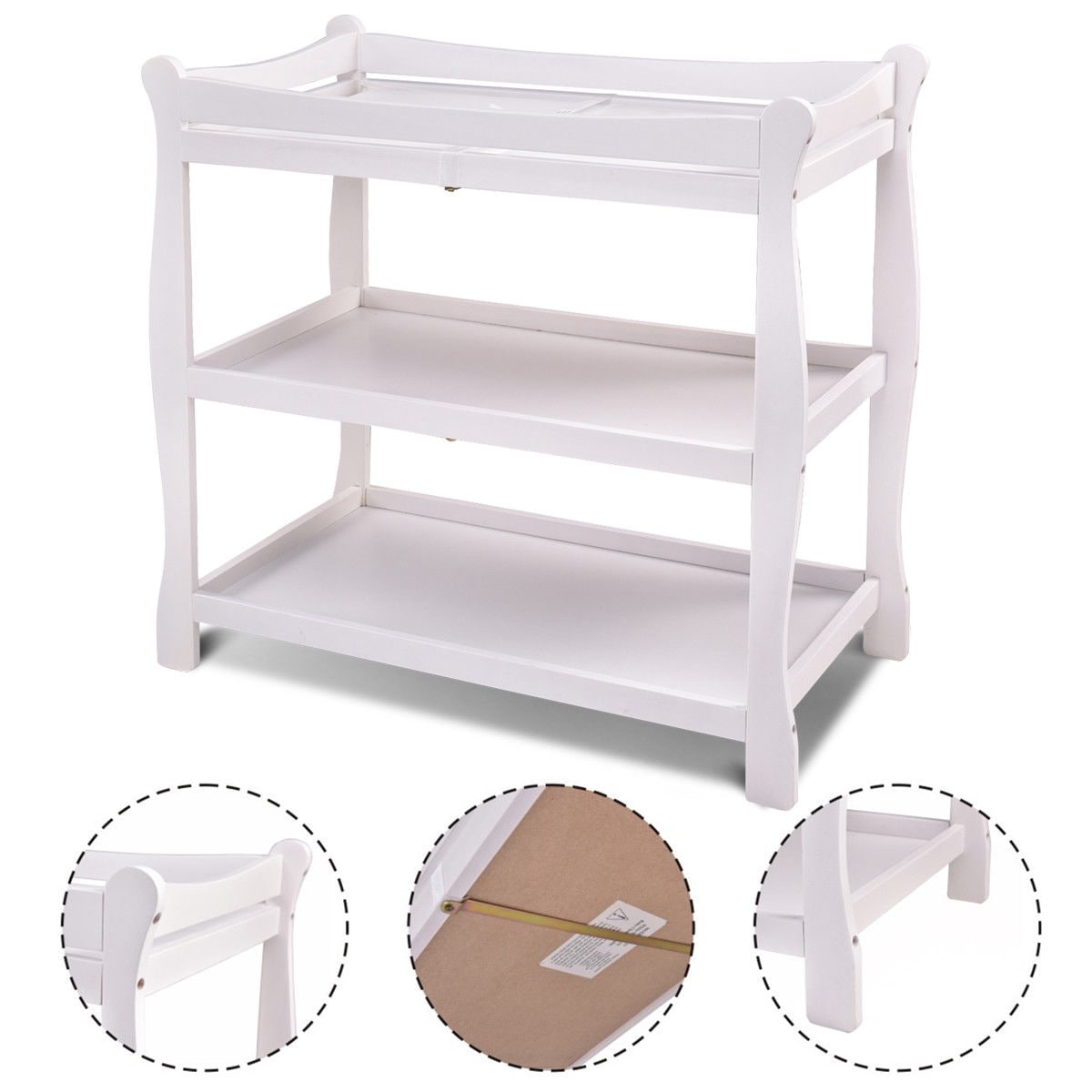 Costway White Sleigh Style Baby Changing Table Infant Newborn Nursery Diaper Station Bed Bath Beyond 18606373