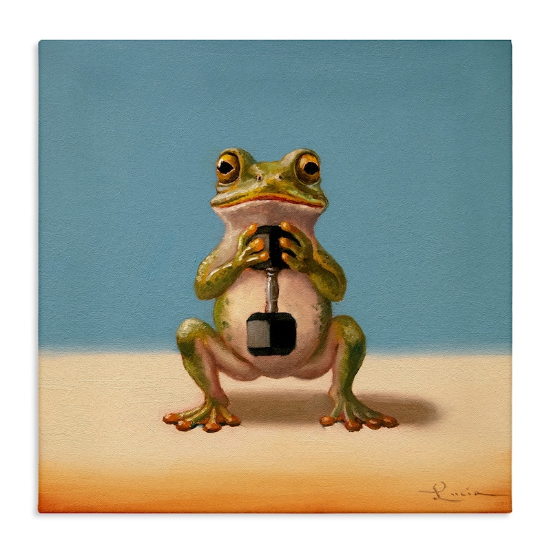 Stupell Frog Lifting Weights Canvas Wall Art Design By Lucia Heffernan - 24 x 24
