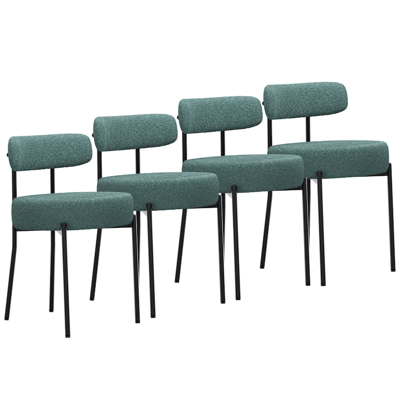 XINMICS Upholstered Boucle Dining Chairs with Black Metal Legs