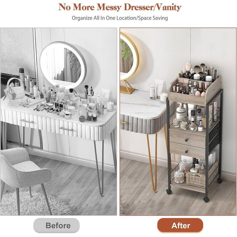Makeup Organizer, Floor Skincare Organizers, Make Up Organizers - ‎12"D x 15"W x 31.5"H